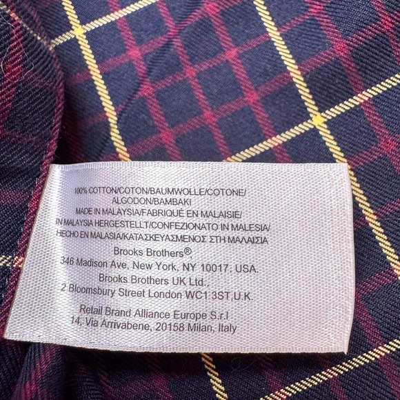Brooks Brothers Shirt Mens Large Plaid Traditional Fit Non Iron Dress Button - Picture 10 of 13